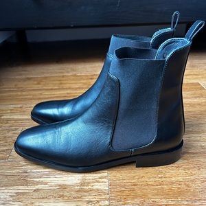 Everlane Womens Black Italian Leather Chelsea Boot 9 Square Toe